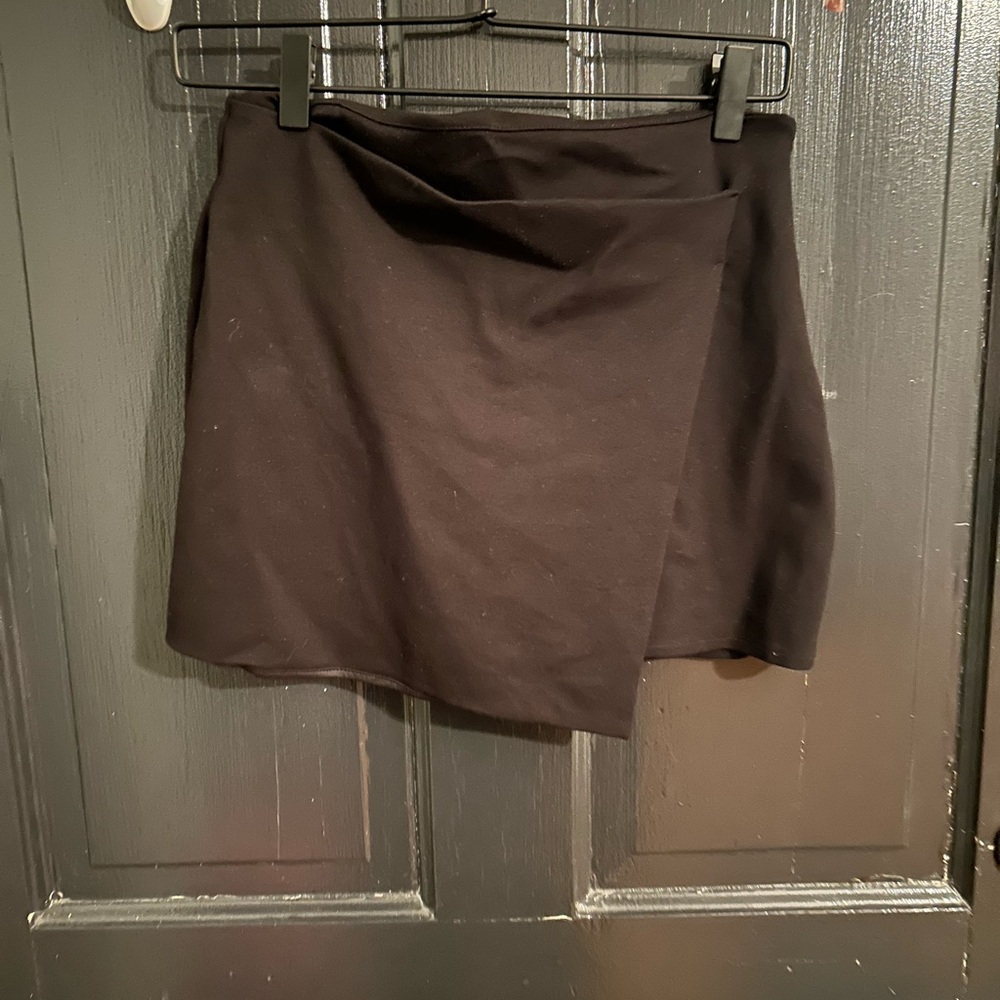 Mango black assymetric black mini skirt